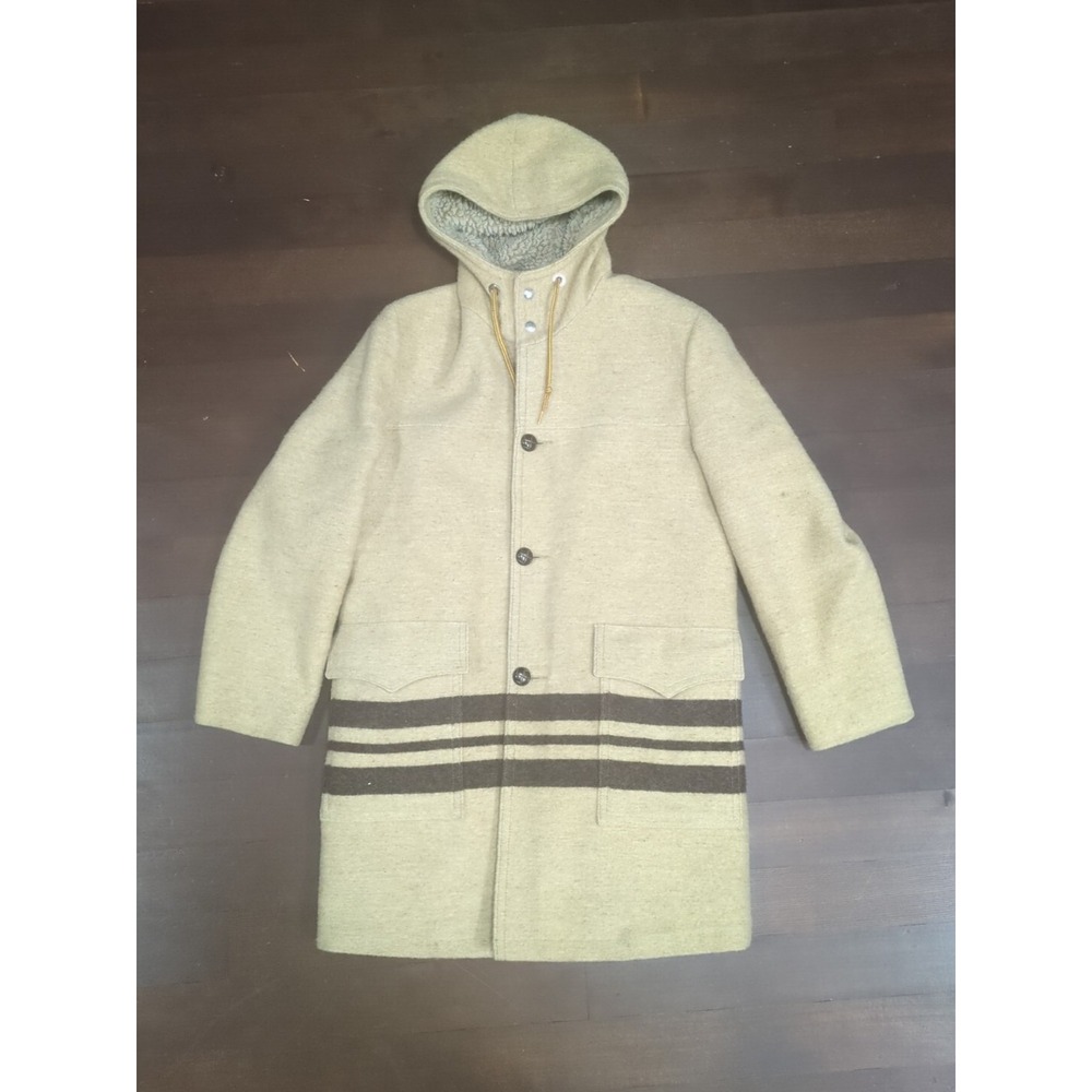 Vintage Woolrich Hooded Wool Blanket Coat -‎ Sz 38 (S/M)